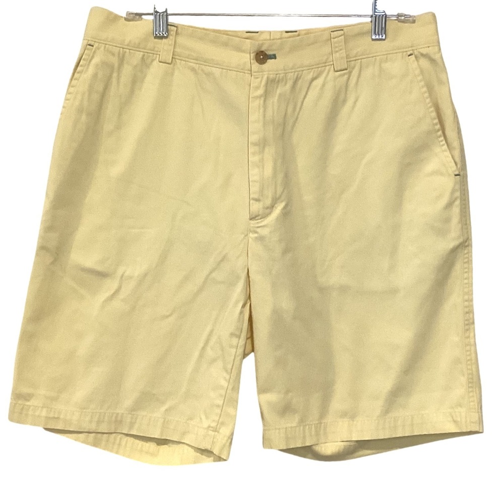J.McLaughlin Mens Light Yellow Flat Front Shorts Summer Preppy - Size 36
